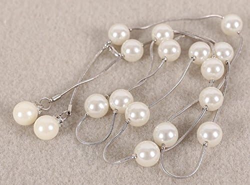 KKYLOVEJ Woman's Sweet Slender Waist Chain String Pearl Clavicle Chain Fashion Ladies Dress Belt 80-100cm ?Gold?Silver? , silver