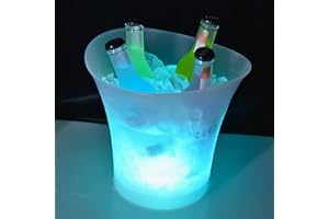 Ailgely Secchiello per Il Ghiaccio a LED 5L,Secchiello Ghiaccio Illuminato,Secchiello per Bottiglie Champagne,Colore Multiplo,Impermeabile,Funzionamento a Batteria