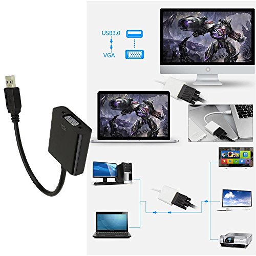 Kobwa USB 3.0/2.0 zu VGA externe Video Card Adapter Konverter für PC Laptop Windows 7/8 Projektor mehrere Monitore - 5