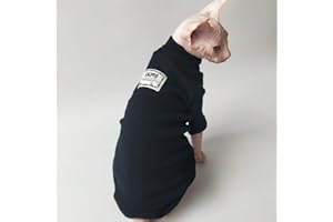 TENGTUD Katzenkleid für Sphynx-Katze, Herbst und Winter, zweibeinig, Rollkragenpullover und Weste, XL, Schwarz