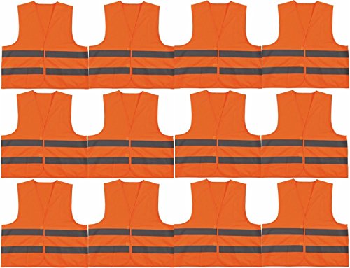 timtina® Warnweste ORANGE NEUE NORM (EN ISO 20471:2013) ERSETZT (EN 471) (12er Pack)