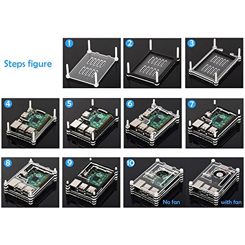 Zacro 5-EN-1 Kit para Raspberry Pi 3 y 2   Caja de 9 Capas de Refrigeraci  n   Mini Fan con 4 Tornillos  USB Cable Encendido   3 Disipador de calor   USB Cable Cargador