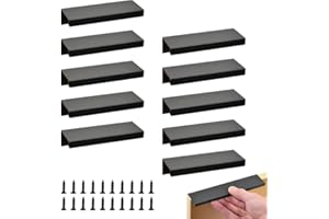 PACUM Tiradores Invisibles de Cocina 10 Piezas - Perfil Oculto Aluminio Negro 80mm