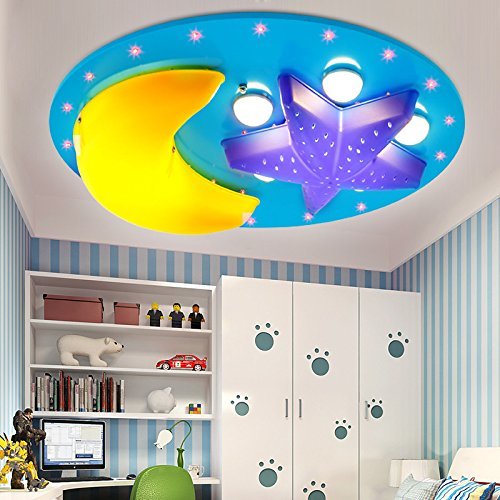 Preisvergleich Produktbild GBYZHMH Deckenleuchten für Schlafzimmer Star Moon'S Kinderzimmer Leuchten Deckenleuchte Mädchen Prinzessin Schlafzimmer Leuchten junge Kreative Cartoon Wolken Hellblau, Ipl+Segment Fernbedienung, 53 * 46 cm Led