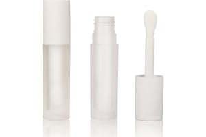 COSIDEA Lot de 24 tubes vides de 5 ml pour gloss à lèvres - Blanc givré - Ronds - Avec baguette pour pied de biche