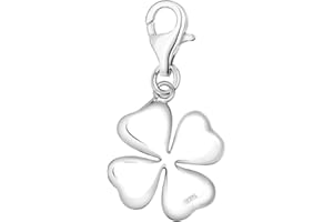Quiges Charm Pendentif en Argent 925 Trèfle à Quatre Feuilles avec Fermoir