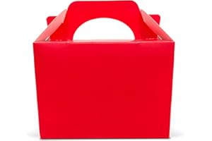 Lotus 15 x Children/Kids Plain Coloured Party Boxes Carry Food Meal Fun Picnic Birthday Wedding Favour/Baby Shower Party Halloween Trick or Treat Box Loot Bag (Red)