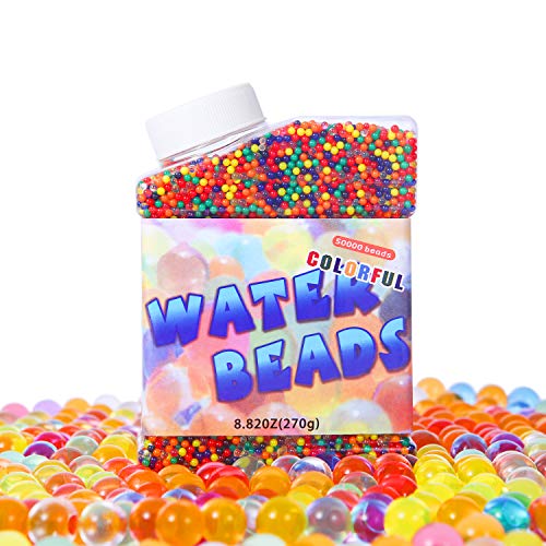 QMAY Cuentas de Cristal Coloridas, Perlas de Gel de Agua de 11 onzas para Orbeez SPA, jarrones, Plantas y decoración (50.000 Piezas)
