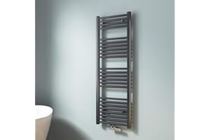 EMKE Toallero Baño Radiador, 120 x 40 cm, Tubo Redondo, Antracita Color, secador de Toallas con conexión Central, radiador secador de Toallas de Agua Caliente