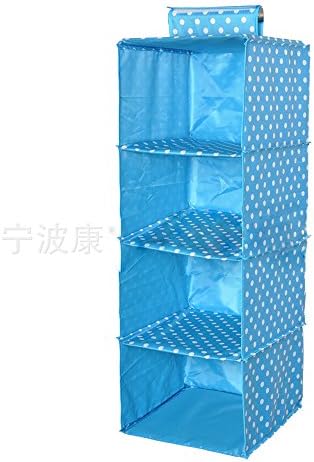 Kongka Oxford Fabric 4 Shelf Convenient Multifunction Multi-layer Hanging Clothes Wardrobe Storage Bag Hanging Storage Bag Organizer Wardrobe Wall Bag Hanging Shelves Wardrobe Organiser (Blue)
