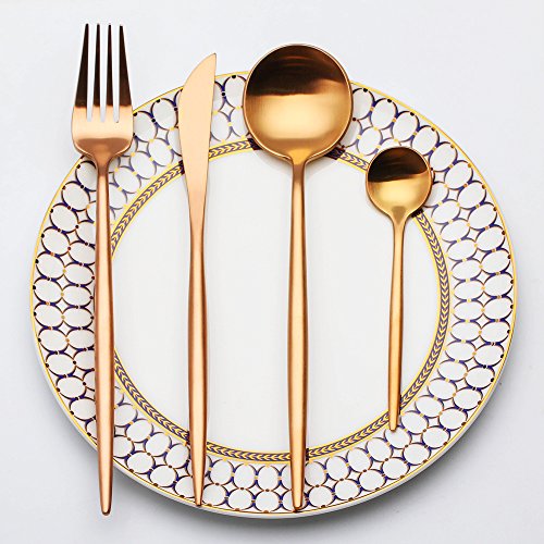 LEKOCH Bunte 4-teilig 18/10 Edelstahl Besteck Set (Rose Gold)