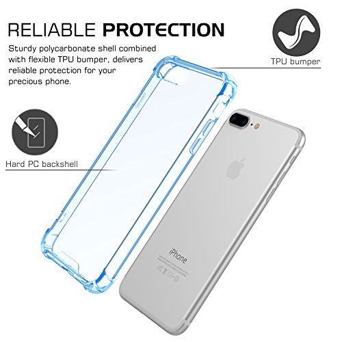 MoKo iPhone 8 Plus   7 Plus Funda - Anti-Ara  azos H  brido TPU Case de Aire Tecnolog  a Esquinas   Panel Trasero Claro Parachoques Back Cover para iPhone 8 Plus   7 Plus 5 5 Pulgadas  Azul Transparente