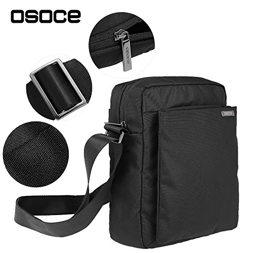 Preisvergleich Produktbild OSOCE Herren Crossbody Umhängetasche Umhängetasche Wasserdicht Lässige Tasche Satchel Aktentasche Nylon Stoff Tagesrucksäcke zum Schule College Arbeit Business Frauen Schwarz