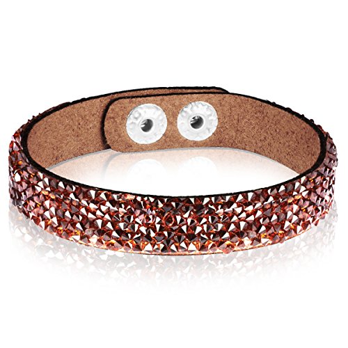 Rafaela Donata Damen-Armband Edelstahl Stoff Glas braun 17 cm - 609170243