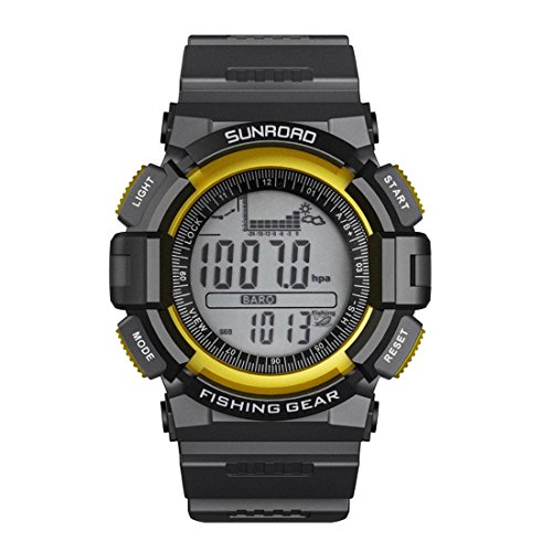 Sunroad FR713A Digital All In One 3ATM Waterproof Men Watch- Fishing Barometer Altimeter Thermometer LCD Display Watches Yellow