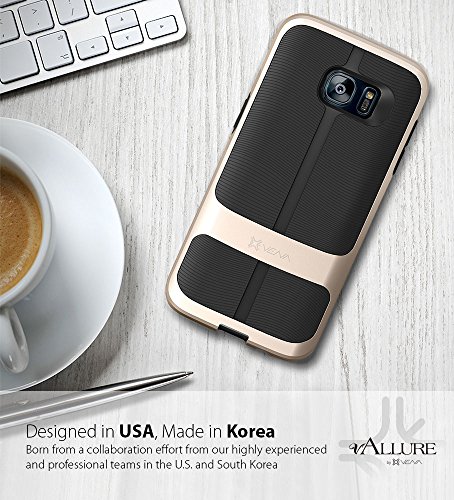 Samsung Galaxy S7 Edge Funda  Vena  vAllure  marco de parachoques  Prueba de choque  Guardia de las esquinas   Agarre fuerte h  brido de la cubierta  ultra delgada para Samsung Galaxy S7 Edge  Oro   Negro 