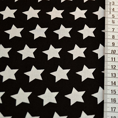 Baumwoll-Stoffe „Adrian“ Anker Sterne und Blumen aus 100% Baumwolle / Meterware ab 25cm / FX-1 (Sterne schwarz) - 3