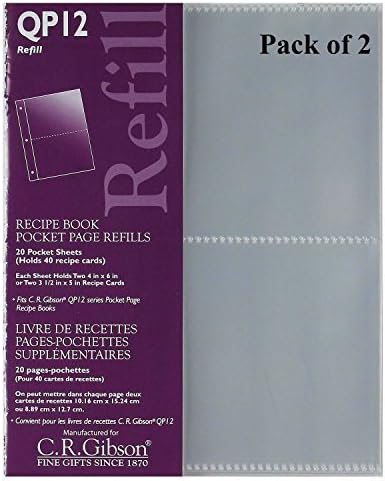 C.R. Gibson QP-12 Small Recipe Book Pocket Page Refill 20 Sheets ... by Sun Island Ventures