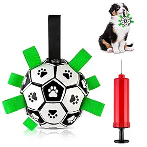 Abizoo Interactive Football Dog Toy , Lightweight Durable and Water Resistant Suitable for Outdoor Parks Fields Lakes Swimming Pools for Small/Medium Breeds Training,Toy Soccer Ball for Dogs