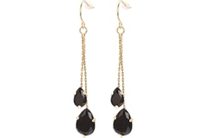 Vissen Zirconium Boucles d'oreilles Femme pendante plaqué or strass crochet boucle oreille chaine d'oreille chaîne cadeau bijoux