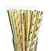 Produktbild Papier Trinkhalme 100 Stück Retro Strohhalme für Party Dekoration (Gold)