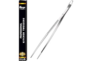 OPULA 𝗚𝗹𝗼𝗿𝘆𝗼𝗿® Pinze Cucina Acciaio Professionale 15-40cm, Pinza da Chef di Alta Precisione Multiuso, Pasta, Barbecue, Bistecca, Barista, Decorazione, Estrazione, Sicurezza Alimentare, 30cm-Gancio