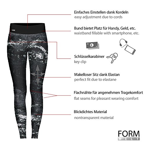 Formbelt® Laufhose Damen mit Tasche lang – leggins stretch-hose Lauf-tights für Smartphone Iphone Handy Schlüssel yoga - 5