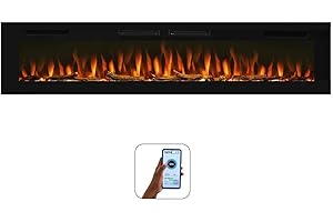 Mystflame Crystal 72 - Chimenea Eléctrica de Pared con Wi-Fi, 183 cm, Ultra Delgada 8 cm, 12 Colores de Llama, Termostato 750/1500W, Estufa de Calefacción Confortable, Pantalla Táctil y Temporizador