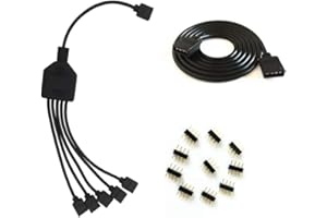 HUABLUE schwarz 4Pin LED Splitter Kabel Y Splitter Verteiler Kabel，rgb splitter kabel， LED Stripe Verbinder für Eine zu Fünf SMD 5050 3528 RGB LED Streifen