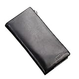 Sumferkyh Brieftasche Rindsleder einfache Atmospheric Man Wallet Handtasche Ledergeldbörse für Kreditkarten, Ausweise (Farbe : Glossy Black)