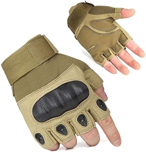 ADOGO Upgraded Men's Half Finger Tech Touch Screen Gloves for Outdoor Sports Climbing Hiking Cycling Motorcycle Gloves