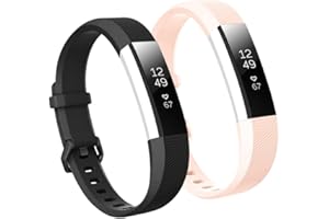 Fit-power Bracelet de remplacement en silicone pour montres Fitbit Alta HR et Alta avec fermoir en métal (comprenant une protection d'écran gratuite)
