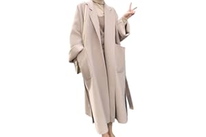 Onsoyours Longue Manteau en Laine Fendu Le Côté Ceinture Manches Longues Oversized Femme Blouson