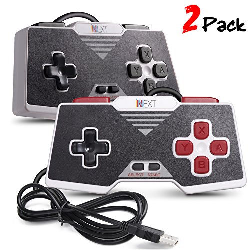 iNNEXT 2x SNES USB Controller SNES Mando Gamepad Joystickde juegos para PC Windows Mac Raspberry Pi NES SNES Emulator Negro