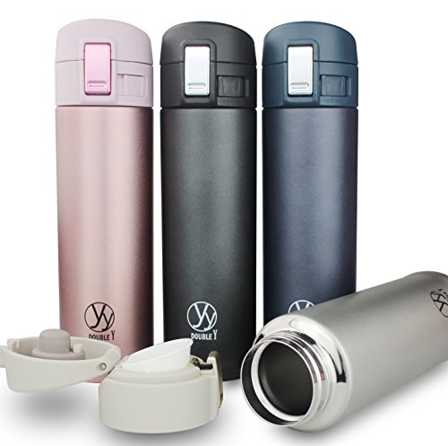 Double Y 17 Ounce Double Walled Vacuum Thermos 18/8 Stainless Steel Insulated Water Bottle (Pink)