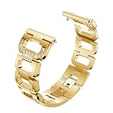 Altsommer Uhrenarmband 22mm für Fitbit Versa Luxus Edelstahl Edelstahl-Kettenart mit Diamant Hollow Edelstahl Armbände,Replacement Wrist Strap Band Uhrenarmband für Damen Herren (Gold)
