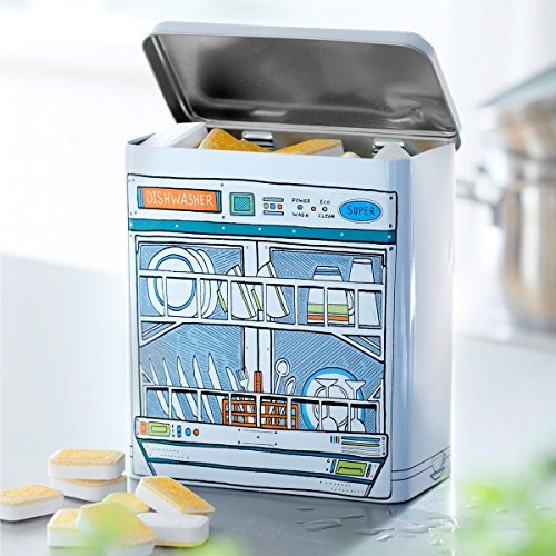 Preisvergleich Produktbild Spültabs-Dose, Metallbehälter für Spülmaschinentabs 16,5x18,5x8 cm