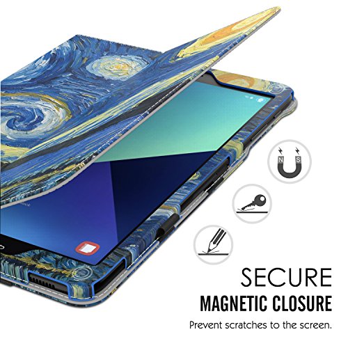 MoKo Samsung Galaxy Tab S3 9.7 Hülle – PU Leder Ständer Schutzhülle Smart Case Cover mit Stift-Schleife / Standfunktion und Auto Sleep / Wake Up Funktion für Samsung Galaxy Tab S3 9.7 Zoll (2017) SM-T820 / T825 Tablet, Sterne Nacht - 7