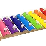 Hölzerne Multi-Color Xylophon aus Holz Musikinstrument Spielzeug für Baby & Kinder, 8 Töne schlagen Noten 2 Schlägel - 3