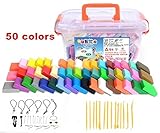 Worsendy Pâte Polymère, 50 couleurs Safe et non toxique Pâte Polymère,DIY Clay Kit avec outils de modélisation,tutoriels et accessoires,meilleur cadeau pour les enfants