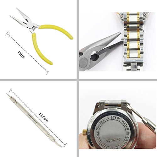 Fypo Uhrenwerkzeug Set Uhr Werkzeug inkl. 16pcs Profi-Version Uhrband wechseln Uhrband verlängern & verkürzen, geeignet für Uhr mit Schraubböden oder Druckböden & Durchmesser über 35mm Uhrmacher - 7