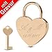 Produktbild Liebesschloss Herz roségold MIT GRAVUR (z.B. Initialen + Datum) mit Schlüssel