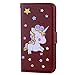 Produktbild Xiaomi Redmi Note 4 Hülle, Chreey (Unicorn) Niedlich [Regenbogen Einhorn] Glitzer Handyhülle Premium PU Leder Tasche Flip Wallet Cover mit Standfunktion Kartenfach Schutzhülle [Braun]