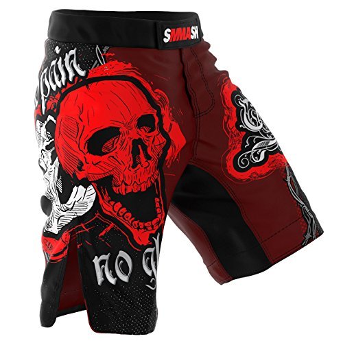 Pantalones Cortos SKULL SMMASH Red MMA BJJ UFC K1 S M L XL XXL (XL)