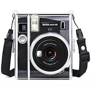 Wolven Crystal Camera Case w Adjustable Rainbow Shoulder Strap Compatible with Fujifilm Mini 8 Mini 8+ Mini 9 Camera, Blue Crystal