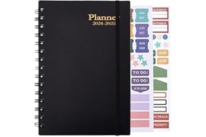 Belegao Diary 2024 A5 Weekly Calendar Planner, Spiral Notebook Elastic Band Plan Book Wirebound Monthly Weekly Tabs Academic Personal Life Organiser, 2024 to June.2025, 18 Months, Black