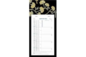 Exacompta - 33143E - Calendrier mensuel avec feuillets mensuels détachables 15,5 x 28,5 cm - Sur support plaque imprimée Ginkgo 19 x 41 cm - 2025 - Coloris assortis