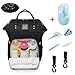 Produktbild Baby Wickelrucksack Wickeltasche mit 2 Kinderwagenhaken - Multifunktion wasserfeste Oxford Babytasche - Groß Kapazität Isoliert Taschen Rucksack für Reise Reisetasche für Babykleidung (Schwarz)