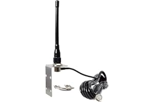 HYSHIKRA Antenna in gomma marina VHF Alimentatore coassiale RG58 5 metri (connettore PL-259) Antenna VHF con staffa a L, yacht, camion, camper, nave da crociera