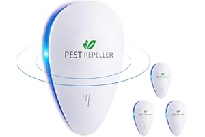 WARDBES Antizanzare Ultrasuoni,Repellente ad Ultrasuoni Elettromagnetico Efficace, Repellente per Zanzare,Topi,Formiche,Mosche, Ragni,Scarafaggi-100% Professionale ed Efficace (Pacchetto di 4)